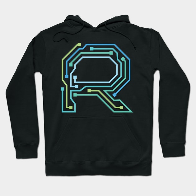 Alphabet R Circuit Typography Design Hoodie by Circuit Project